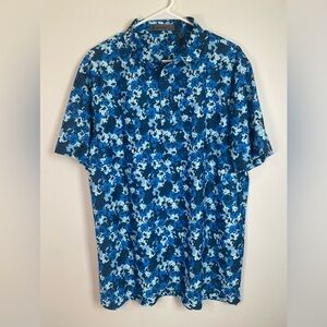NEW G/FORE Camo Floral Tech Pique Polo, Blue, Men’s XL